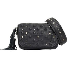 Sanctuary Studded Black Leather Crossbody Purse